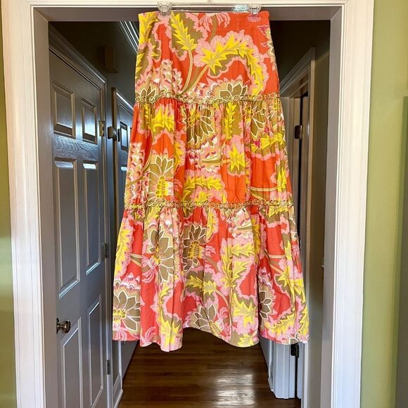 NWOT CK Bradley Samana Floral Tiered Maxi Skirt Size MEDIUM - Picture 1 of 4